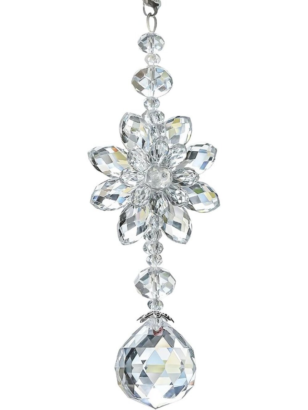 Clear Crystal Ball Flower Prism Suncatcher Car Mirror Charm Decor